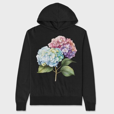 Watercolor Hydrangea Bloom, Hanorac Oversize Barbati (Unisex)