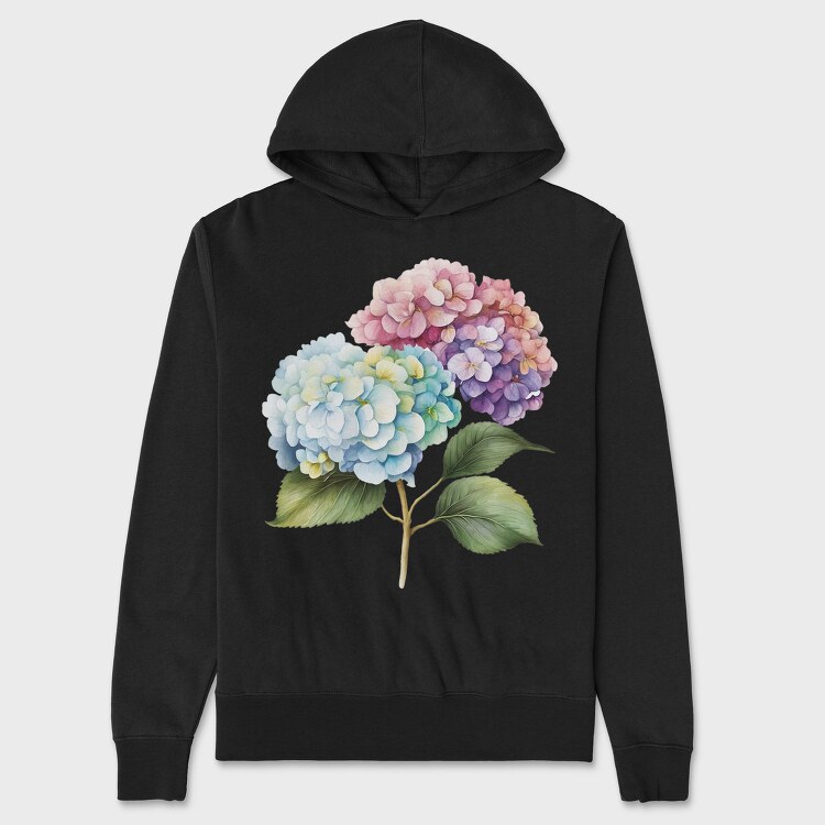 Watercolor Hydrangea Bloom, Hanorac Oversize Barbati (Unisex)