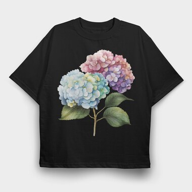 Watercolor Hydrangea Bloom, Tricou Oversize Barbati (Unisex)