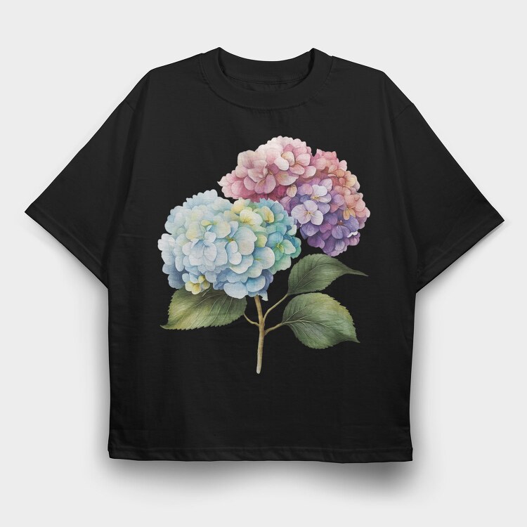 Watercolor Hydrangea Bloom, Tricou Oversize Barbati (Unisex)