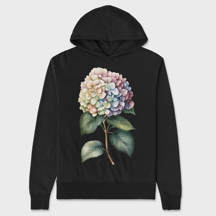 Watercolor Hydrangea Flower, Hanorac Oversize Barbati (Unisex)