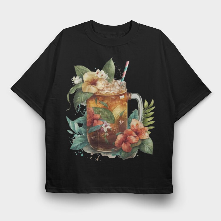 Watercolor Iced Tropical, Tricou Oversize Barbati (Unisex)