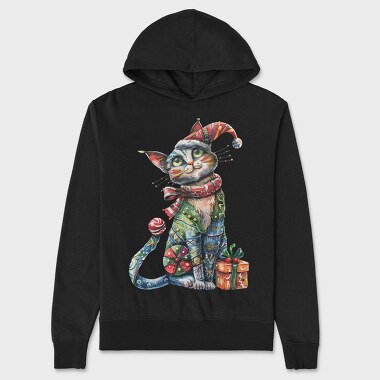 Watercolor Jester Cat, Hanorac Oversize Barbati (Unisex)