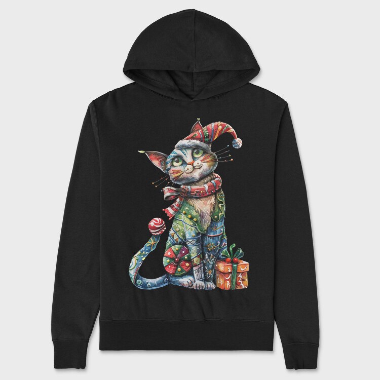 Watercolor Jester Cat, Hanorac Oversize Barbati (Unisex)