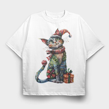Watercolor Jester Cat, Tricou Oversize Barbati (Unisex)