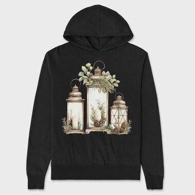 Watercolor Lanterns Christmas, Hanorac Oversize Barbati (Unisex)