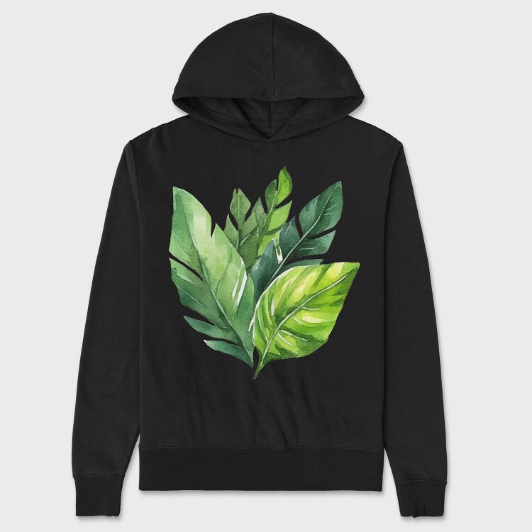 Watercolor Leaves Summer, Hanorac Oversize Barbati (Unisex)
