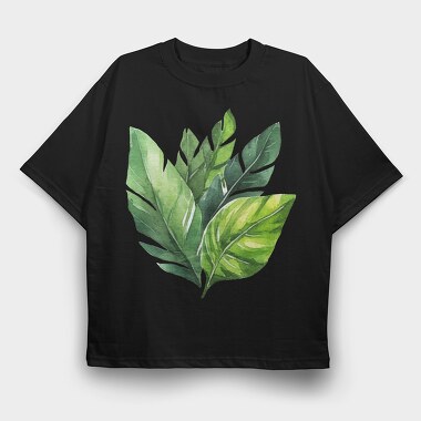 Watercolor Leaves Summer, Tricou Oversize Barbati (Unisex)