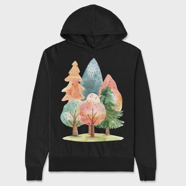 Watercolor Magic Forest, Hanorac Oversize Barbati (Unisex)