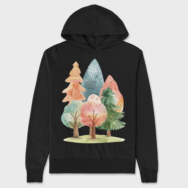 Watercolor Magic Forest, Hanorac Oversize Barbati (Unisex)