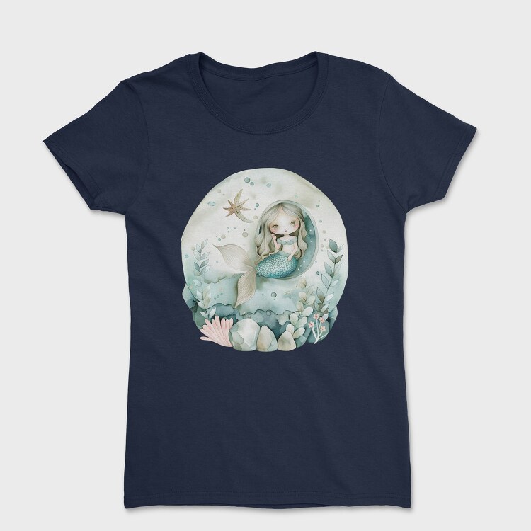 Watercolor Mermaid Ocean, Tricou Femei