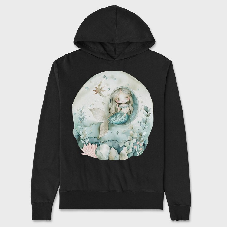 Watercolor Mermaid Ocean, Hanorac Oversize Barbati (Unisex)