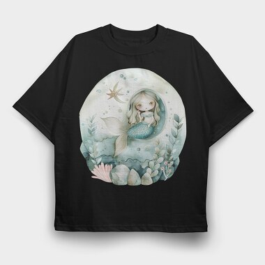 Watercolor Mermaid Ocean, Tricou Oversize Barbati (Unisex)