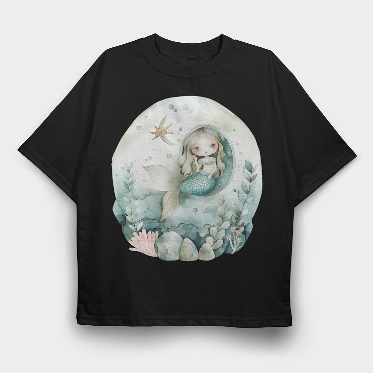 Watercolor Mermaid Ocean, Tricou Oversize Barbati (Unisex)