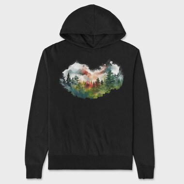 Watercolor Mist Mountains, Hanorac Oversize Barbati (Unisex)