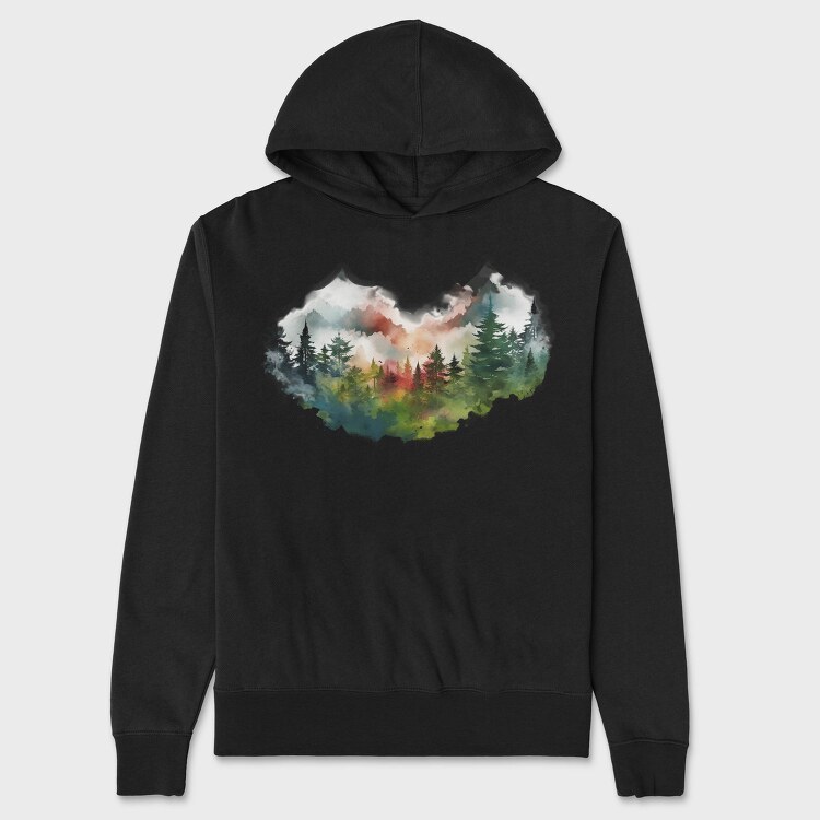 Watercolor Mist Mountains, Hanorac Oversize Barbati (Unisex)