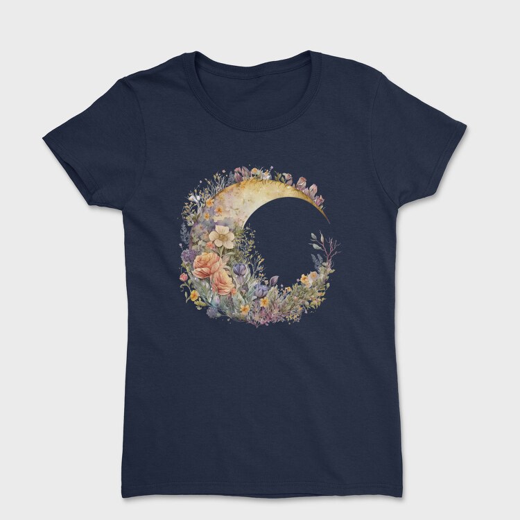 Watercolor Moon Circle, Tricou Femei
