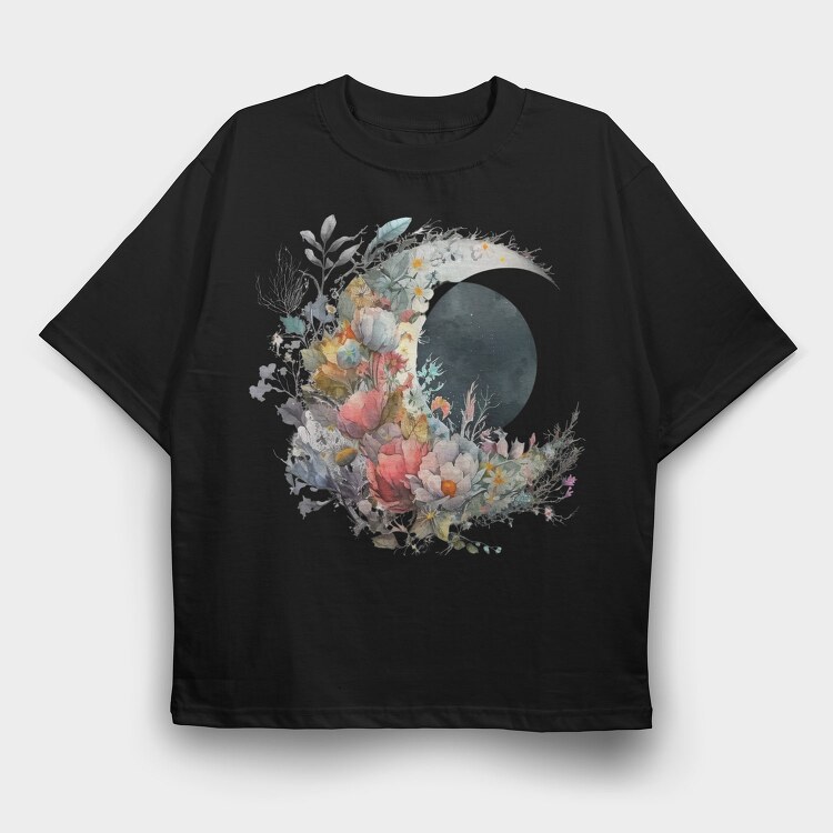 Watercolor Moon Flora, Tricou Oversize Barbati (Unisex)