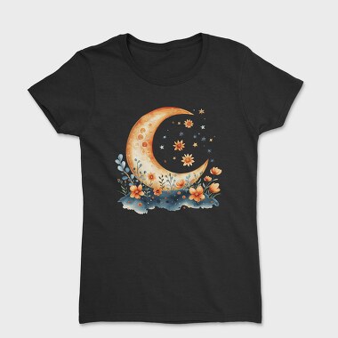 Watercolor Moon Flowers, Tricou Femei