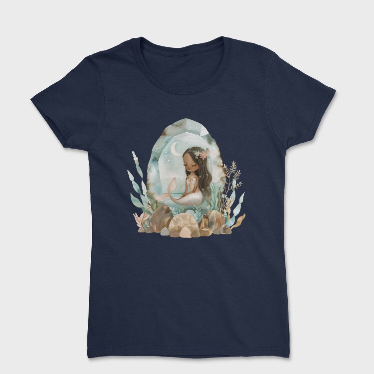 Watercolor Moon Mermaid, Tricou Femei