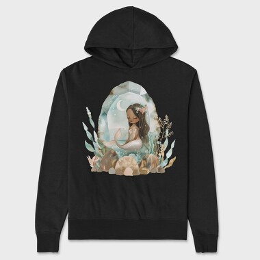 Watercolor Moon Mermaid, Hanorac Oversize Barbati (Unisex)