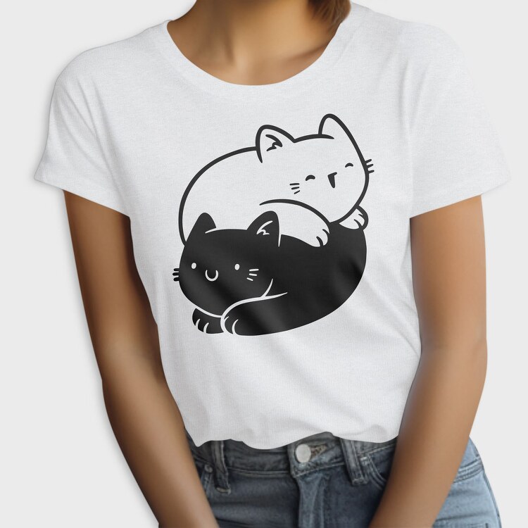 Yin Yang Cats Animals, Tricou Femei