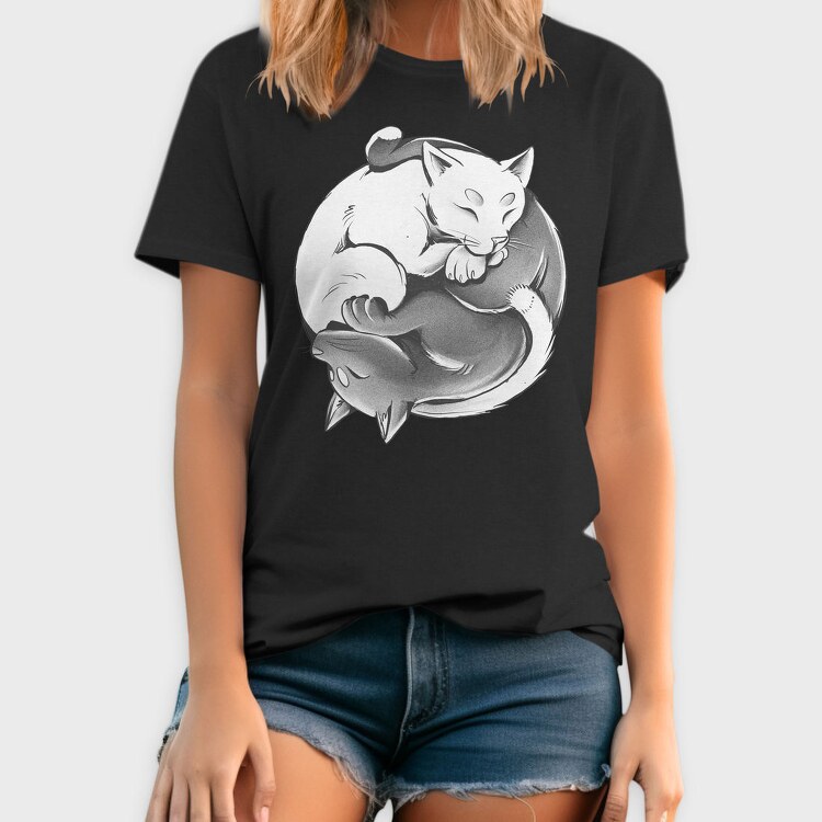 Yin Yang Cats Monochrome, Tricou Barbati (Unisex)