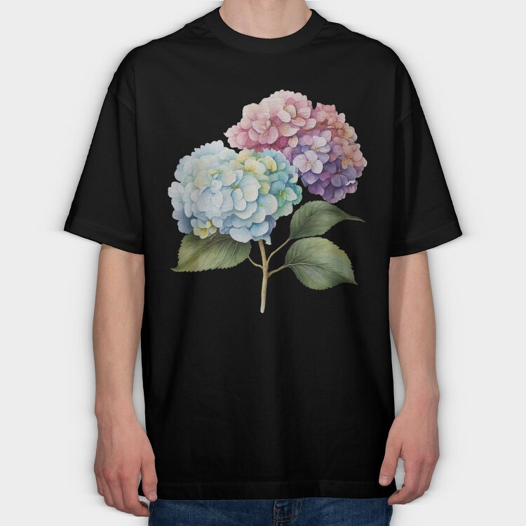 Watercolor Hydrangea Bloom, Tricou Oversize Barbati (Unisex)