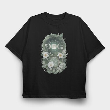 Moon And Flower Magic, Tricou Oversize Barbati (Unisex)