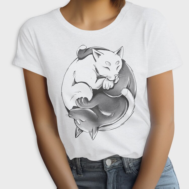 Yin Yang Cats Monochrome, Tricou Femei