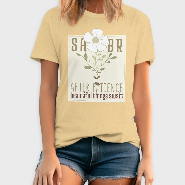 Flower Text Patience, Tricou Barbati (Unisex)