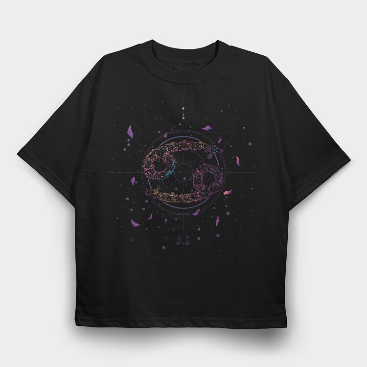 Cancer Floral Zodiac Sign, Tricou Oversize Barbati (Unisex)