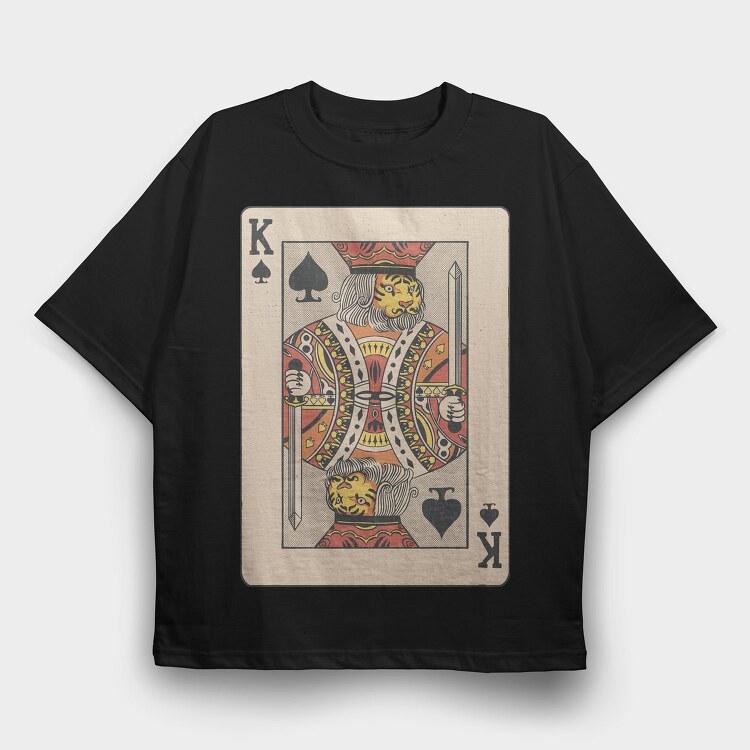 Tiger King Of Spades Card, Tricou Oversize Barbati (Unisex)