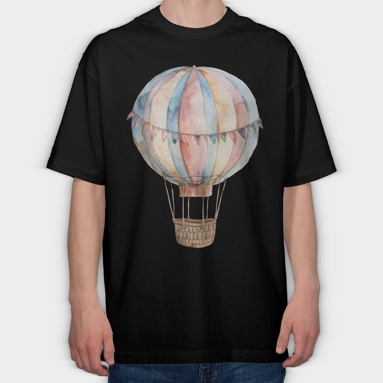 Watercolor Hotairballoon, Tricou Oversize Barbati (Unisex)