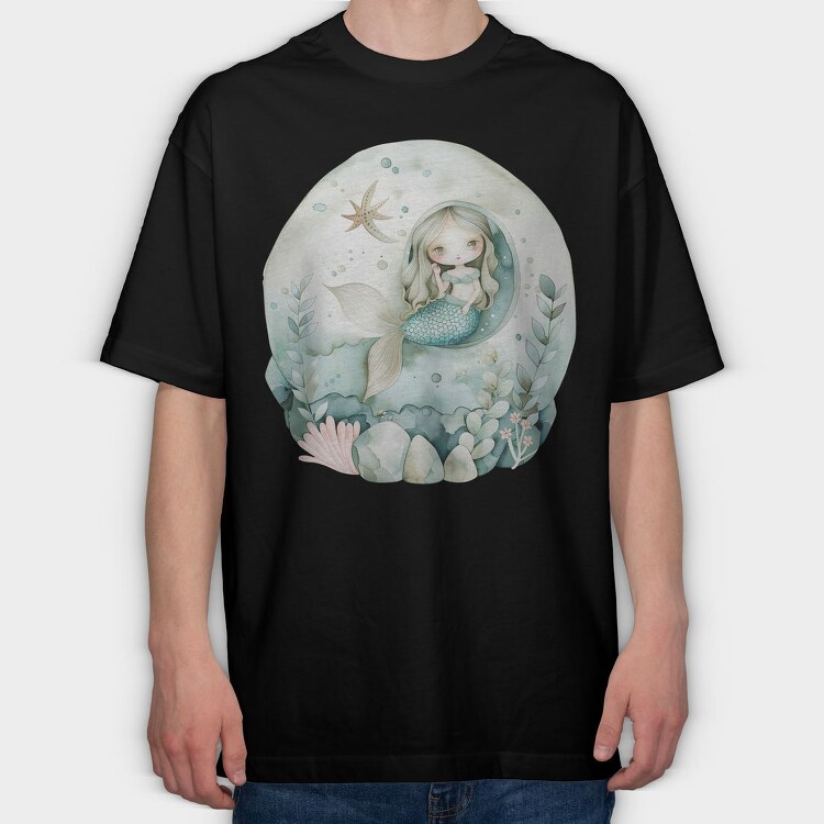 Watercolor Mermaid Ocean, Tricou Oversize Barbati (Unisex)