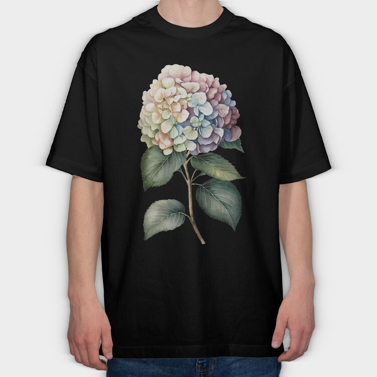 Watercolor Hydrangea Flower, Tricou Oversize Barbati (Unisex)