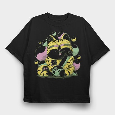 Cannabis Bong Cat Stoner, Tricou Oversize Barbati (Unisex)