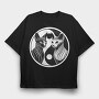 Yin Yang Cats Symbol, Tricou Oversize Barbati (Unisex)