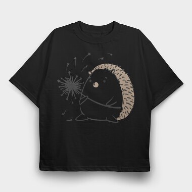 Dandelion And Hedgehog Holding A, Tricou Oversize Barbati (Unisex)