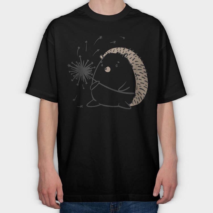 Dandelion And Hedgehog Holding A, Tricou Oversize Barbati (Unisex)