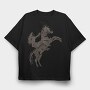 Girl Equitation Horse Two Feet, Tricou Oversize Barbati (Unisex)