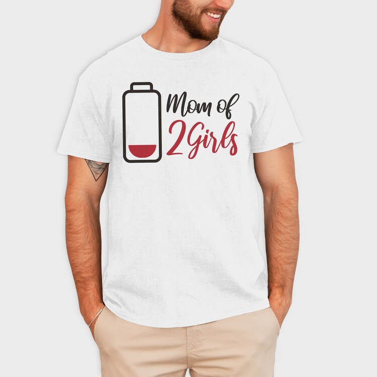 Girl Mom Battery Funny Momo Of Two Girls, Tricou Barbati (Unisex)