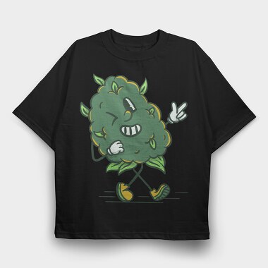 Cannabis Buddy Cartoon, Tricou Oversize Barbati (Unisex)
