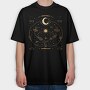 Moon Circle And Wildflowers Stars Sun Planets Tote 10, Tricou Oversize Barbati (Unisex)