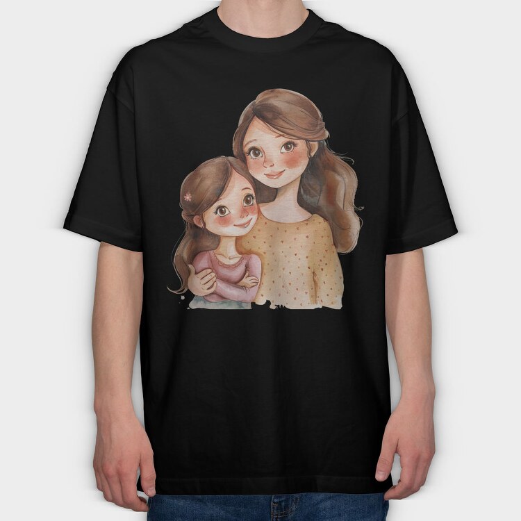 Watercolor Mommy Baby, Tricou Oversize Barbati (Unisex)
