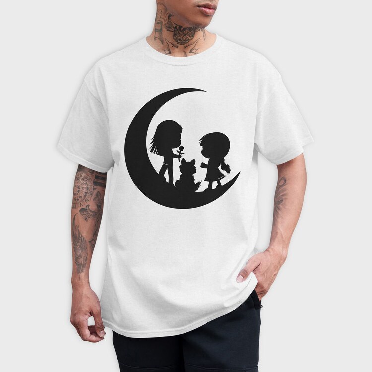 Moon Kids Silhouette In The Moon, Tricou Barbati (Unisex)