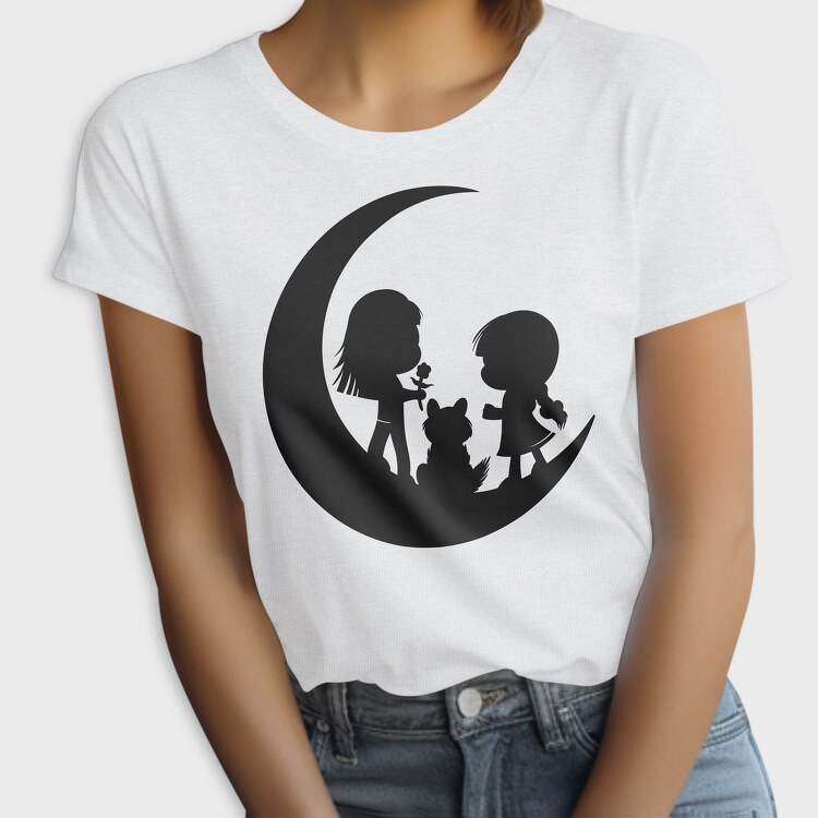Moon Kids Silhouette In The Moon, Tricou Femei