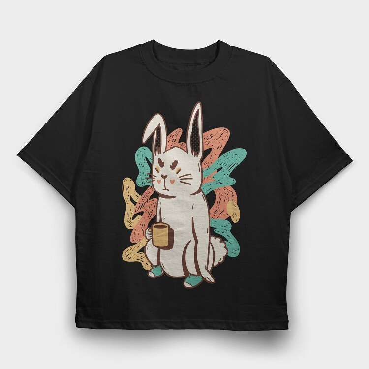Tired Rabbit Bad Mood Bunny, Tricou Oversize Barbati (Unisex)
