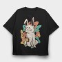 Tired Rabbit Bad Mood Bunny, Tricou Oversize Barbati (Unisex)
