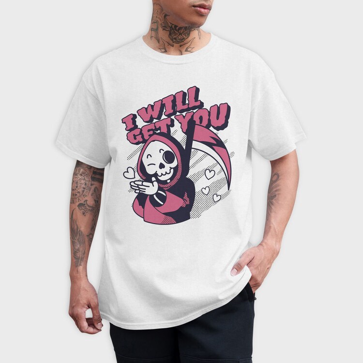 Cute Grim Reaper Halloween Skull, Tricou Barbati (Unisex)